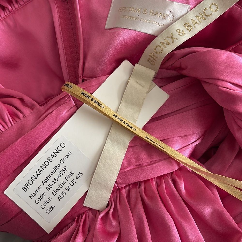 Bronx and Banco Aphrodite Ruched One Shoulder Cutout Pink Gown 4/5 NWT  $780 - Picture 8 of 9
